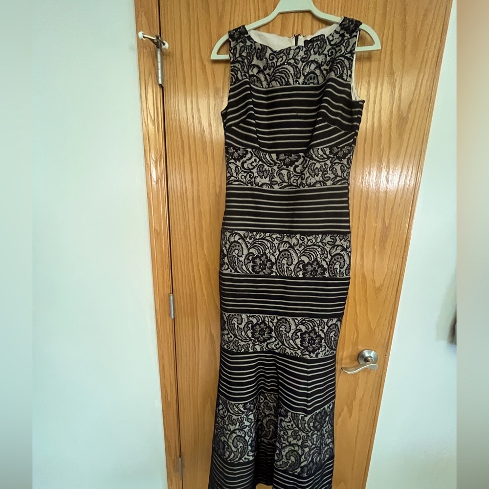 Black and White Striped Lace Dress